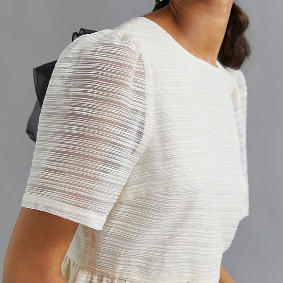 Sunday in Brooklyn💕Sheer Bow-Back Blouse Size SP - Picture 3 of 4